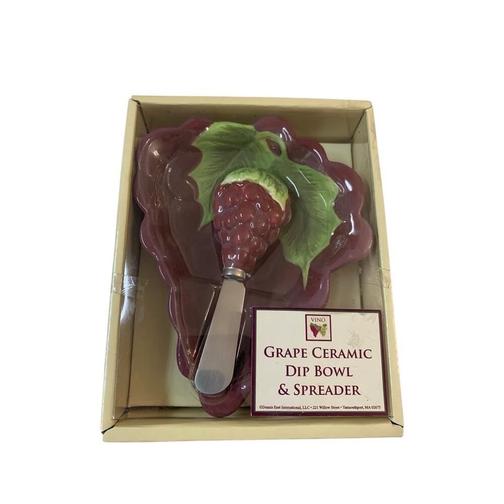 DEI Dennis East International Grape Ceramic Dip Bowl & Spreader